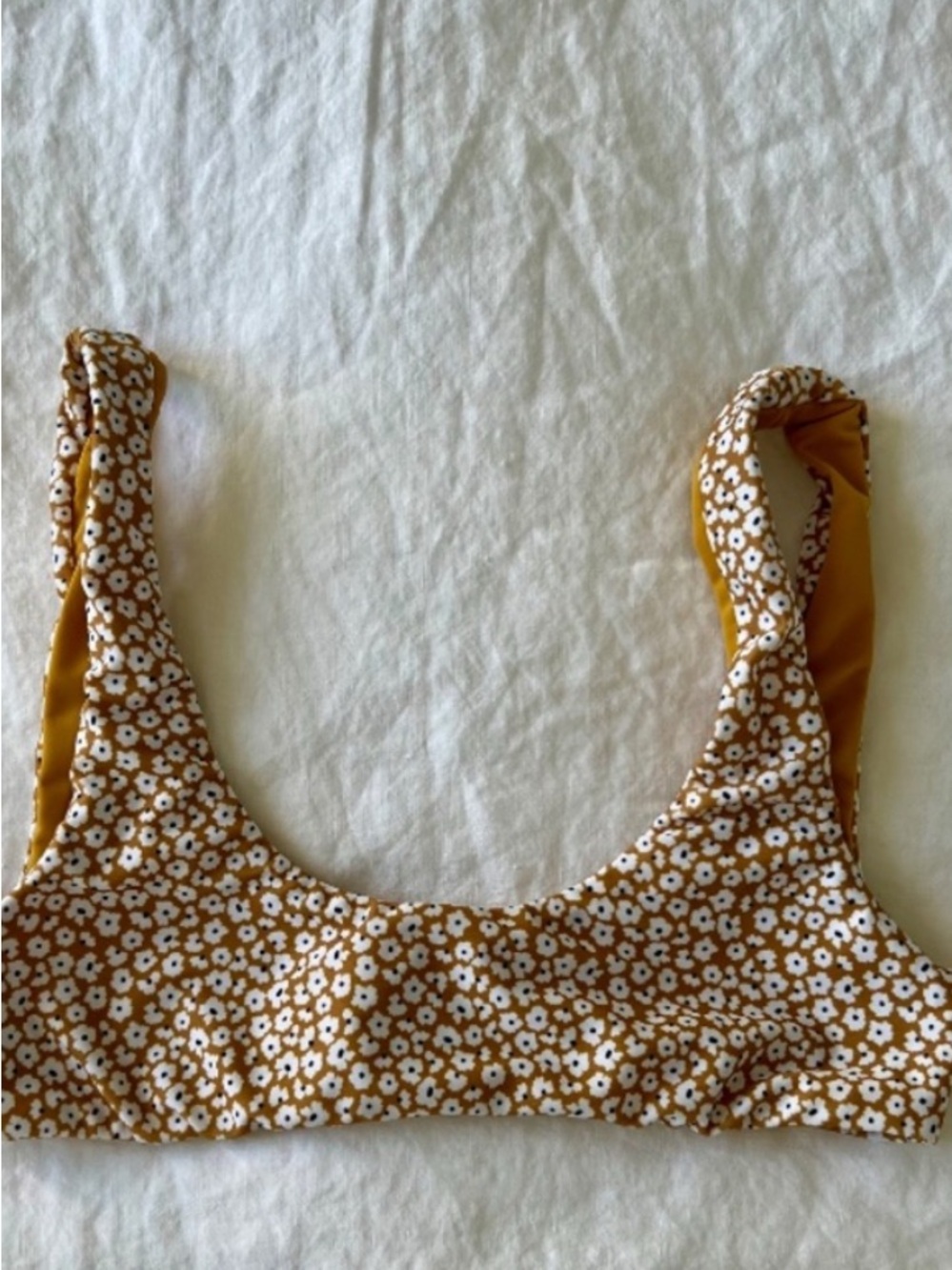 Mustard Floral Scoop Bikini Set— Women's Ditsy Print